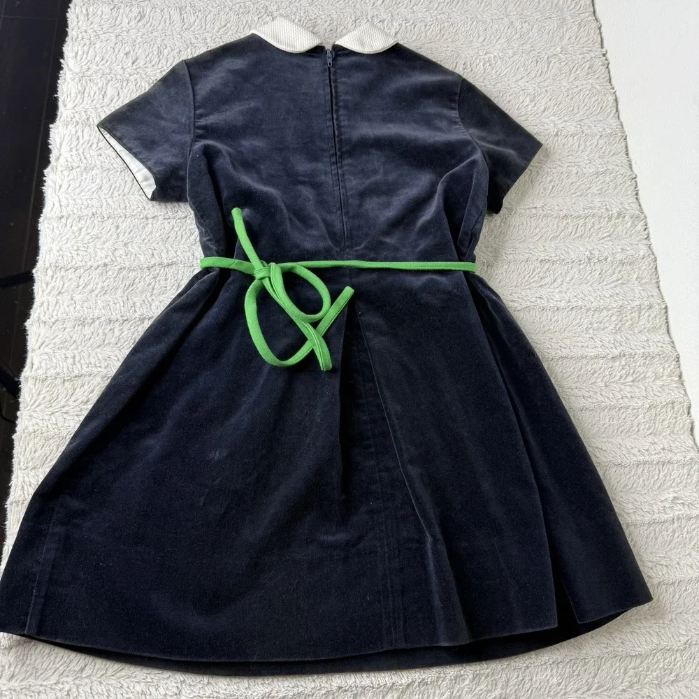 Sylvia Whyte Saks Fifth Avenue Blue Flower Velvet Dress Girls 6 *See Measurement